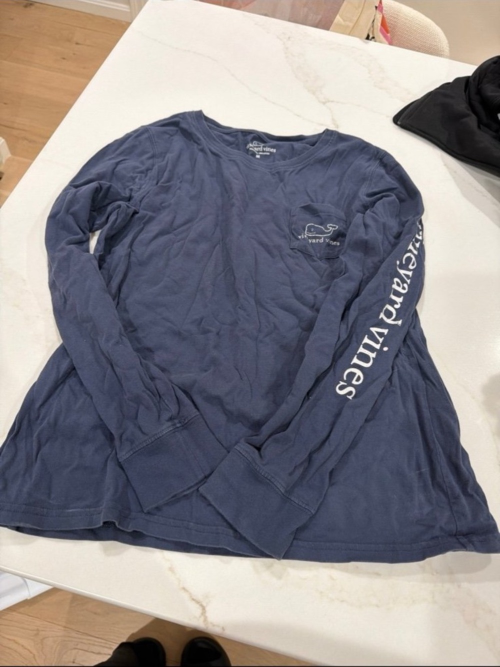 Vineyard Vines Navy Long Sleeve Logo Tee